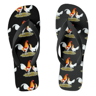 Old English Game Bantam:  Red Pyle Flip Flops