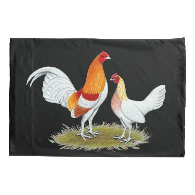 Old English Game Bantam:  Red Pyle Pillowcase (Back)