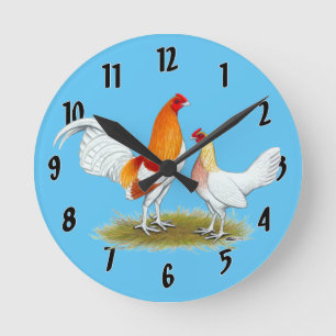 Old English Game Bantam: Red Pyle Round Clock