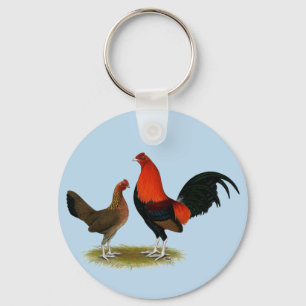Old English Game Bantams: BB Red Pair Key Ring