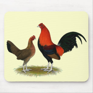 Old English Game Bantams:  BB Red Pair Mouse Mat