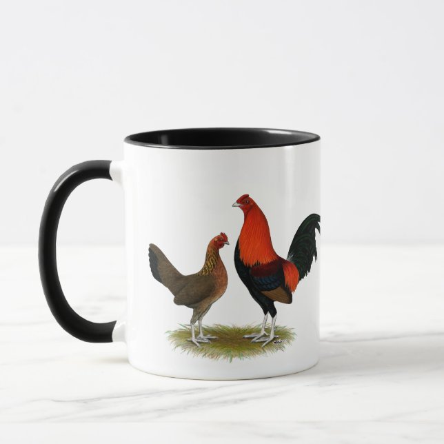 Old English Game Bantams:  BB Red Pair Mug (Left)