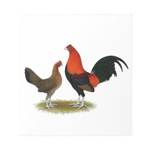 Old English Game Bantams:  BB Red Pair Notepad (Front)