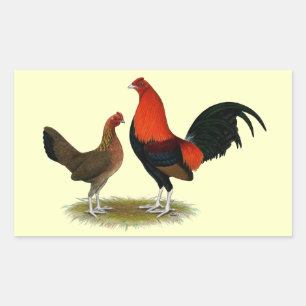 Old English Game Bantams: BB Red Pair Rectangular Sticker