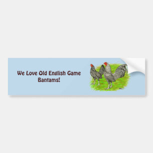 Old English Game Barred Chickens Bumper Sticker