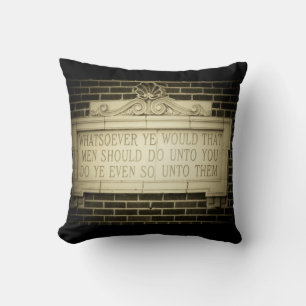 Old English Golden Rule on Brick Cushion