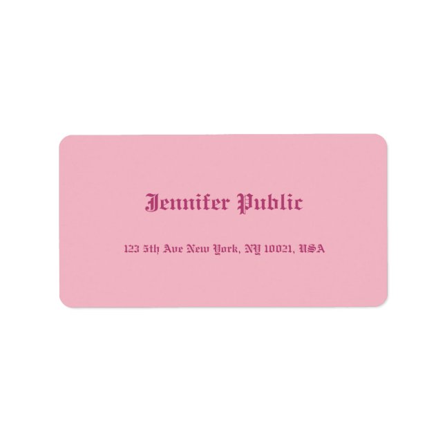 Old English Hand Script Text Elegant Pink Template Label (Front)