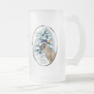 Old English Mastiff Christmas Gifts Frosted Glass Beer Mug