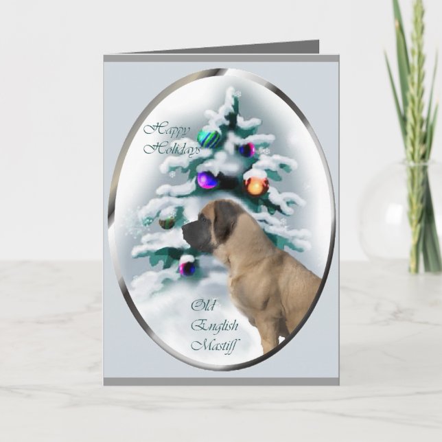 Old English Mastiff Christmas Gifts Holiday Card (Front)