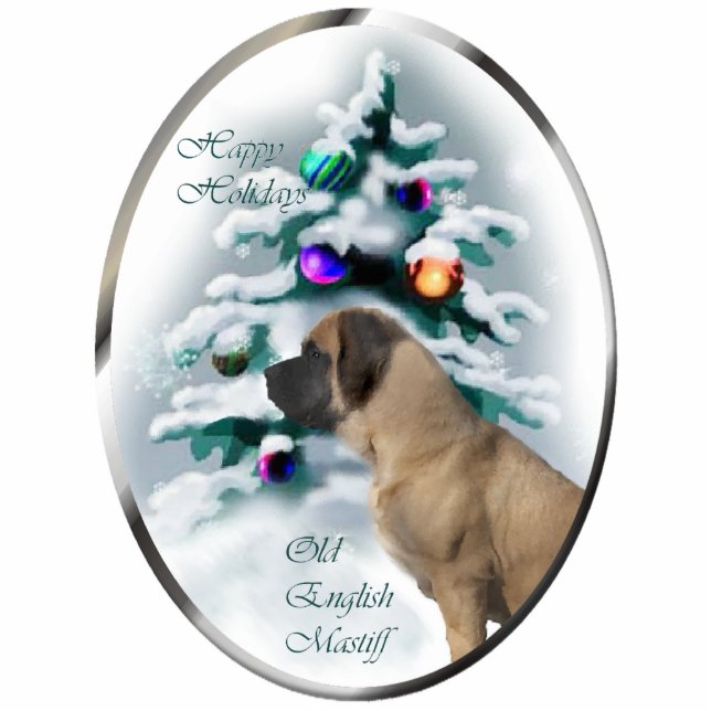 Old English Mastiff Christmas Gifts Ornament Photo Sculpture Decoration (Front)