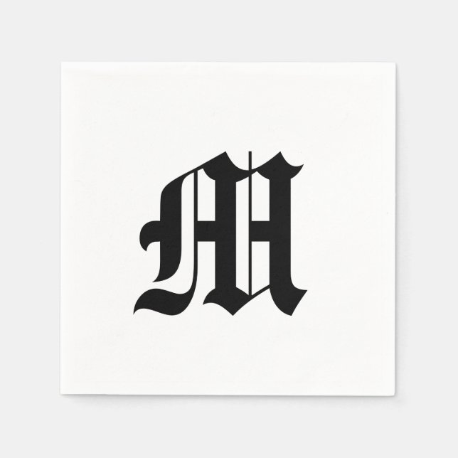 Old English Monogram Initial  Napkin (Front)