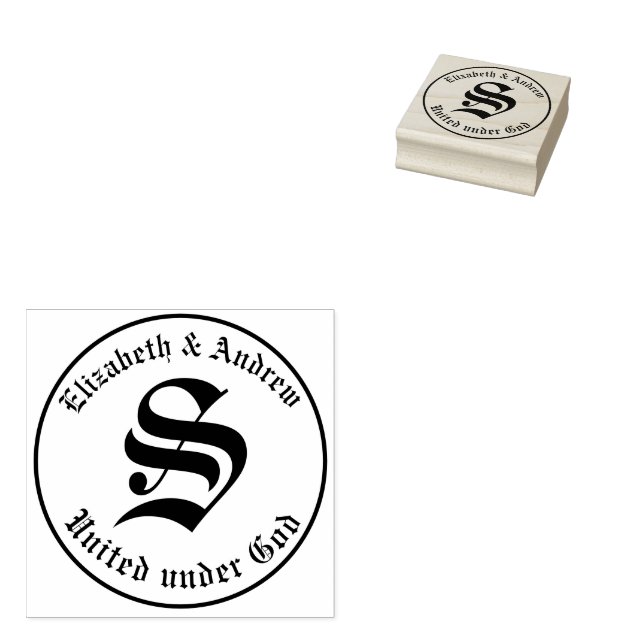 Old English Monogram Rubber Stamp (Stamped)