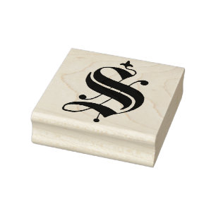 Old English Monogram Vintage  Letter S Rubber Stamp