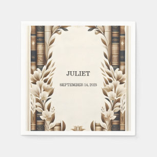 Old English Retro Book Club Cover Bridal Shower Napkin