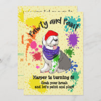 Old English Sheep Dog Art Birthday Party Invite