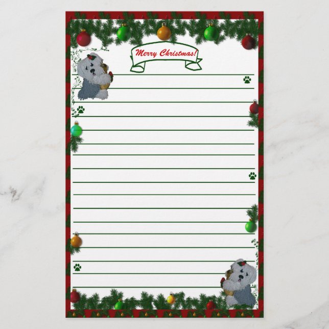 Old English Sheep dog Merry Christmas Stationary! Stationery (Front)