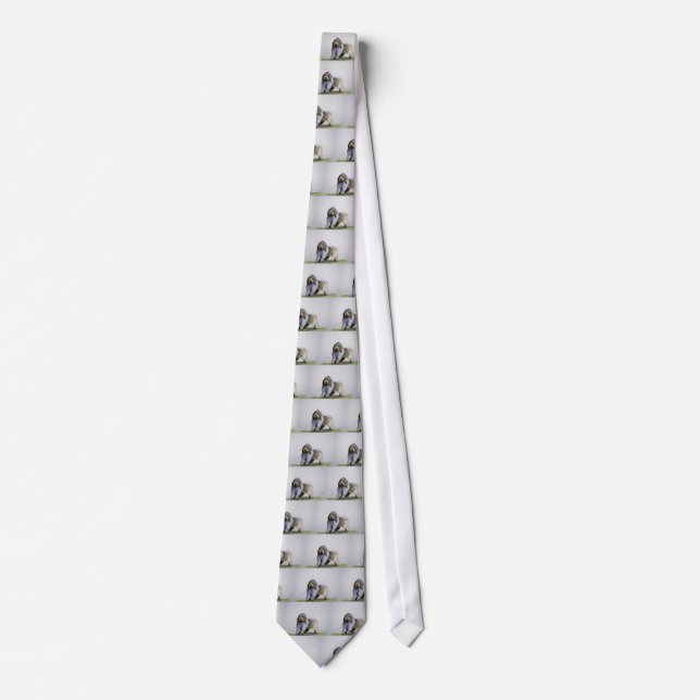 Old English Sheep Dog puppy and poppies Tie (Front)