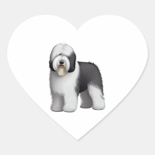 Old English Sheepdog 10 Heart Sticker