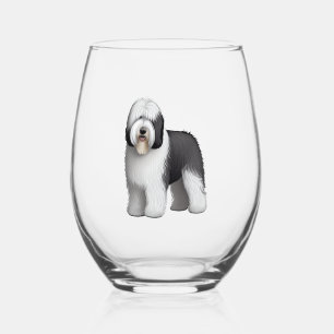 Old English Sheepdog  10 Stemless Wine Glass