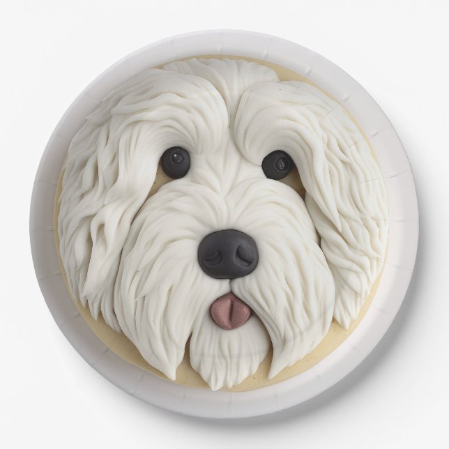 Old English Sheepdog 3D Inspired Paper Plate (Front)