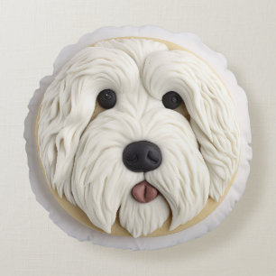 Old English Sheepdog 3D Inspired Round Cushion
