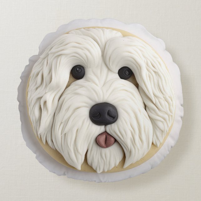 Old English Sheepdog 3D Inspired Round Cushion (Front)