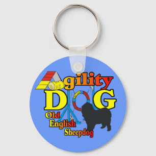 Old English Sheepdog Agility Shirts Gifts Key Ring