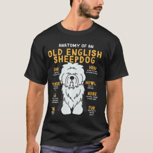Old English Sheepdog Anatomy Funny Dog Mom Dad T-Shirt