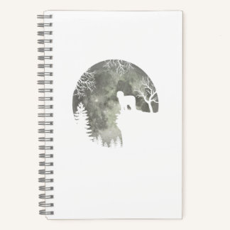 Old English Sheepdog And Moon Halloween Notebook