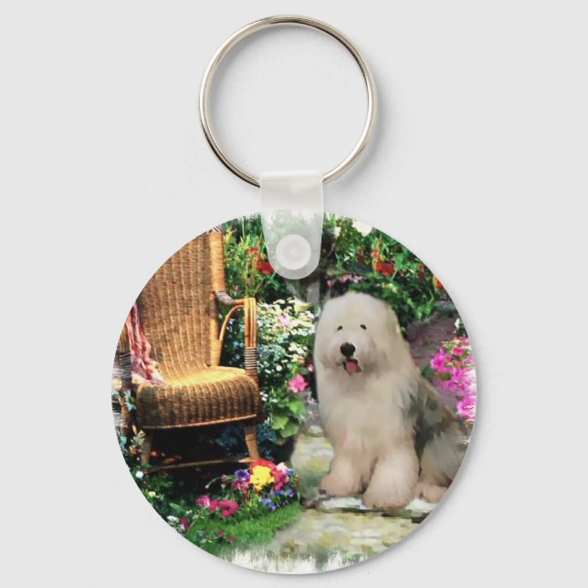 Old English Sheepdog Art Gifts Key Ring (Front)