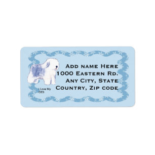 Old English Sheepdog, Blue Squiggly Label