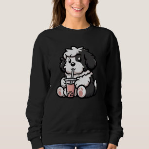 Old English Sheepdog Bubble Tea Dog Funny Boba Sweatshirt