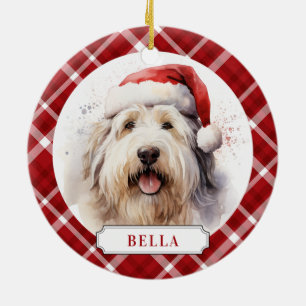 Old English Sheepdog Ceramic Circle Ornament