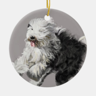 Old English Sheepdog Ceramic Tree Decoration