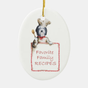 Old English Sheepdog Chef of Love Ceramic Tree Decoration