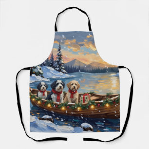 Old English Sheepdog Christmas Boat Holiday Apron