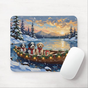 Old English Sheepdog Christmas Boat Holiday Mouse Mat