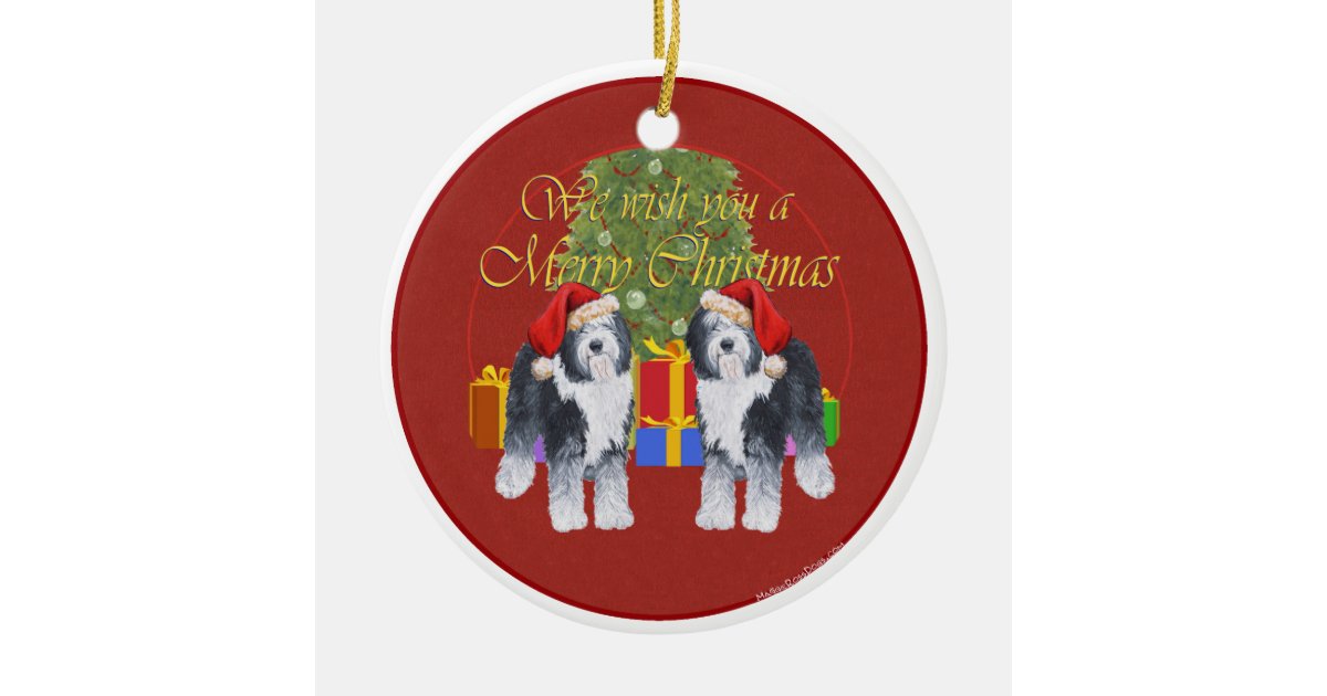 Old English Sheepdog Christmas Ceramic Tree Decoration Zazzle