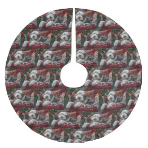 Old English Sheepdog Christmas Festive Brushed Polyester Tree Skirt