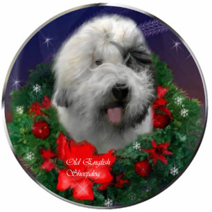 Old English Sheepdog Christmas Gifts Ornament Photo Sculpture Decoration
