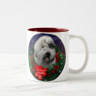 Old English Sheepdog Christmas Gifts Two-Tone Coffee Mug