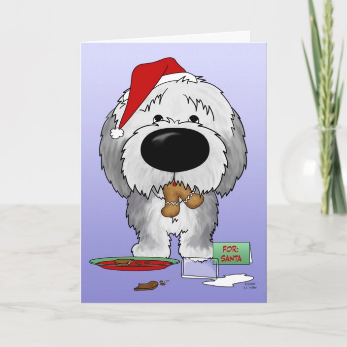 Caroline's Treasures: Decorazione Natalizia In Ceramica - Cane Pastore Inglese Con Fiocco Rosso - 6