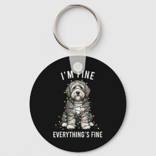 Old English Sheepdog Christmas I'm Fine Everything Key Ring