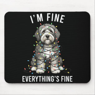 Old English Sheepdog Christmas I'm Fine Everything Mouse Mat