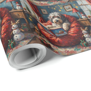 Old English Sheepdog Christmas Story Time Holiday Wrapping Paper