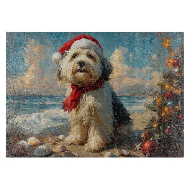 Old English Sheepdog Christmas Vintage Beach Cutting Board (Front)