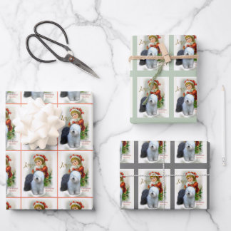 Old English Sheepdog Christmas  Wrapping Paper Sheet