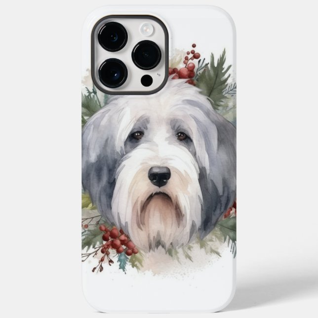 Old English Sheepdog Christmas Wreath Festive Pup  Case-Mate iPhone Case (Back)