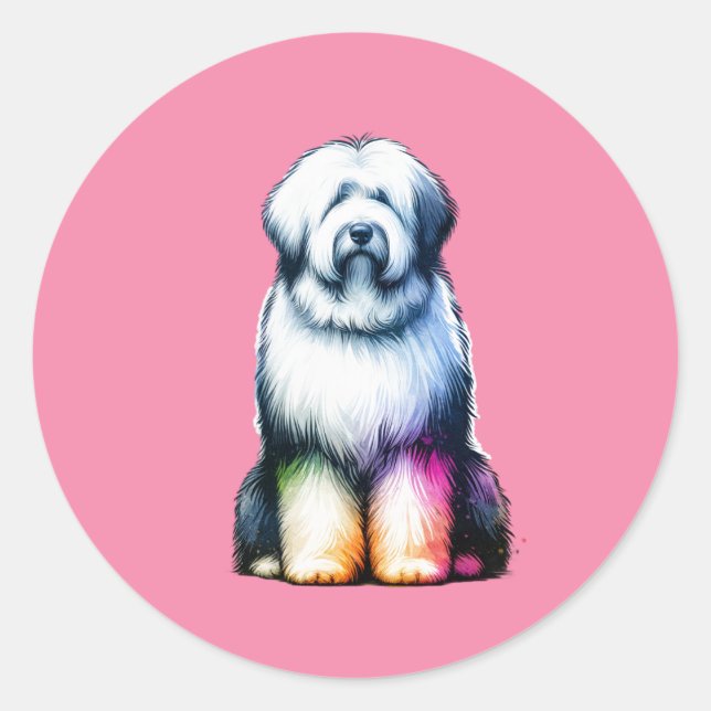 Old English Sheepdog Classic Round Sticker (Front)