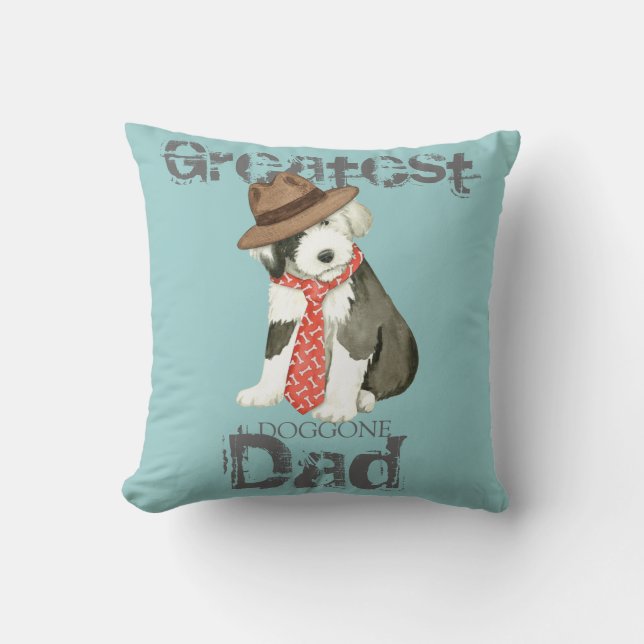 Old English Sheepdog Dad Cushion (Front)